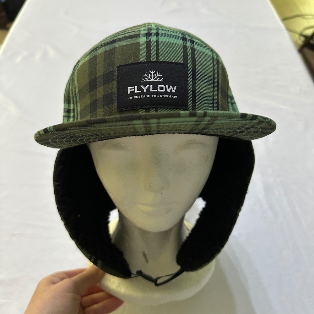 Flylow Walleye Cap L/XL Green Plaid Sherpa Ear Flap Winter Hat Gorpcore Outdoor